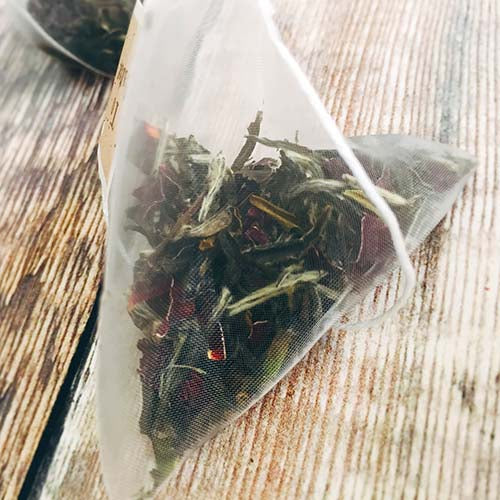 rose white tea in pyramid tea bag